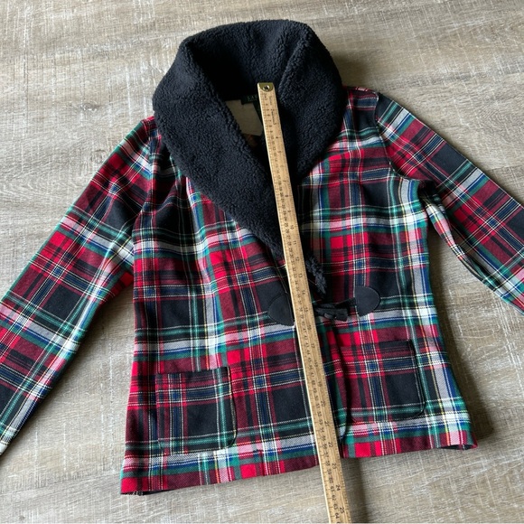 Lauren Ralph Lauren Womens M Plaid Toggle Jacket Faux Fur Collar Preppy NWT - Picture 10 of 16
